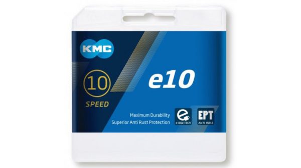 Cadena KMC e10 de 10 velocidades, 136 eslabones, EPT plateada