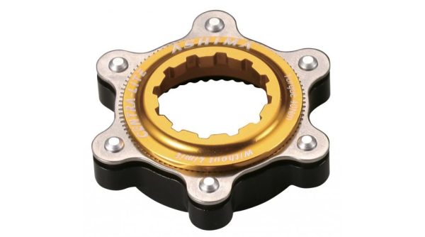 Ashima AC02 Ultralight Centerlock-adapter voor 6-bouts remschijf, goudkleurig