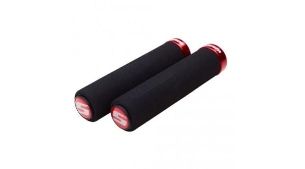 Puños SRAM Contour Lock On de 129 mm, color negro/abrazadera roja