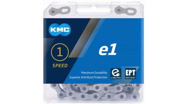 KMC e1 ketting, enkelvoudige versnelling, 110 schakels, EPT zilver