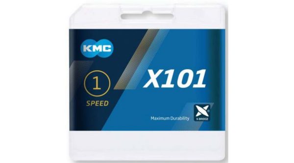 Cadena KMC X101, monomarcha, 112 eslabones, color oro.