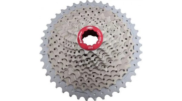 Kazeta SunRace CSRX8 11 rychlostí Shimano HG 11-42 zubů stříbrná/červená