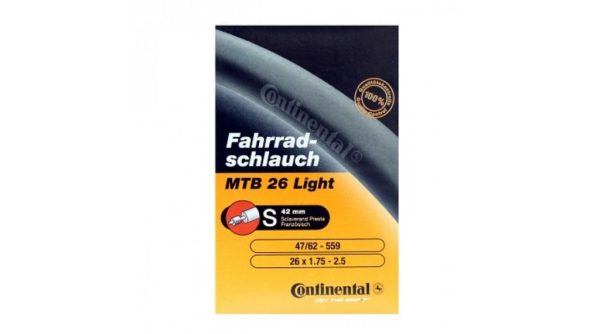 Chambre à air Continental MTB Light pour vélo 26" S42 47/62-559 (26x1,75-2,50) Valve française 42 mm